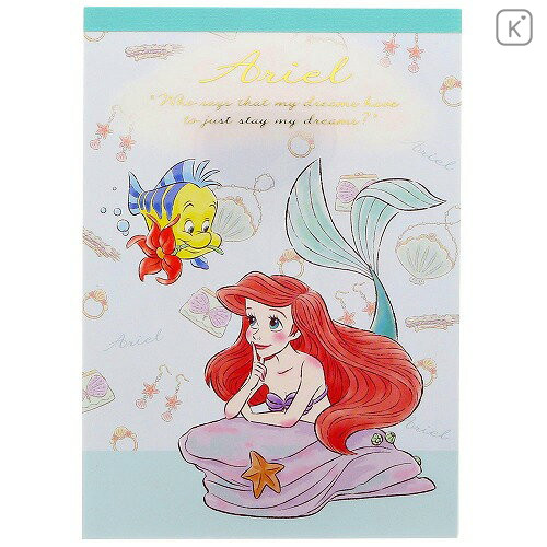 Japan Disney A6 Notepad - Little Mermaid Ariel My Closet - 1