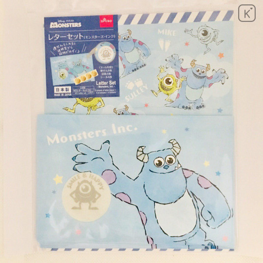 Japan Disney Letter Envelope Set - Mike & Sulley Blue - 1