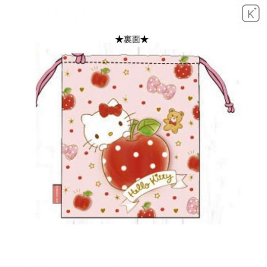Japan Sanrio Drawstring Bag - Hello Kitty & Apple Pink - 2