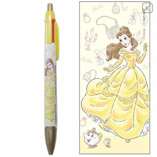 Japan Disney 2+1 Multi Color Ball Pen & Mechanical Pencil - Beauty and the Beast Belle My Closet - 1