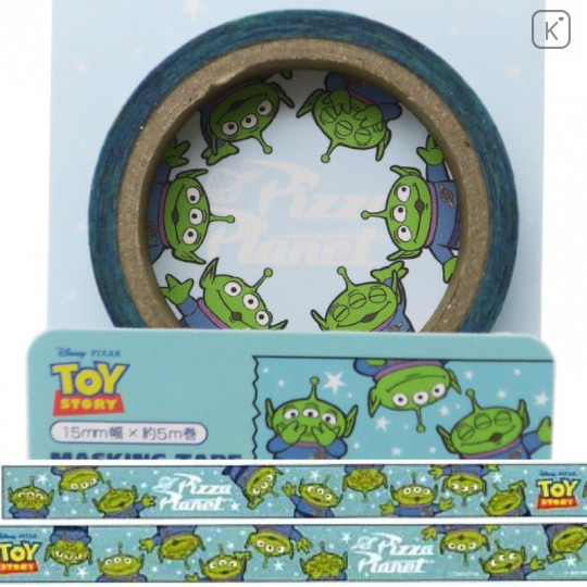 Japan Disney Washi Paper Masking Tape - Toy Story 4 Little Green Men Aliens Blue - 1