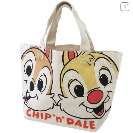 Japan Disney Canvas Tote Bag - Chip & Dale Happy Face - 1