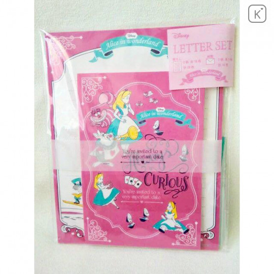 Japan Disney Letter Envelope Set - Alice in Wonderland Curious Garden Pink - 1