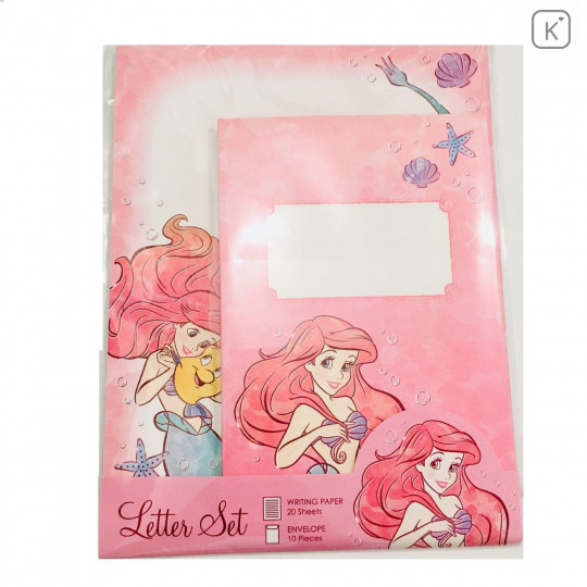 Japan Disney Letter Envelope Set - Little Mermaid Ariel & Flounder - 1