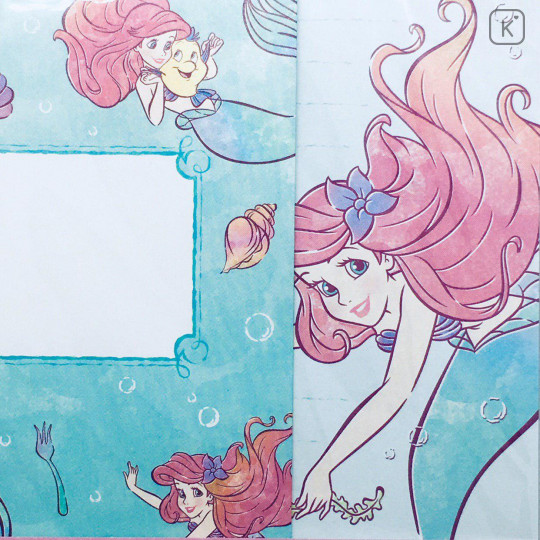 Japan Disney Letter Envelope Set - Little Mermaid Ariel & Flounder - 4