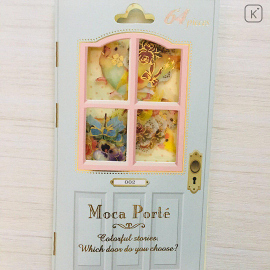 Japan Q-Lia Moca Porte Flake Stickers 64pcs - Parrots - 1