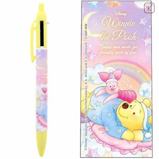 Japan Disney 2+1 Multi Color Ball Pen & Mechanical Pencil - Winnie the Pooh & Piglet Star Night - 1