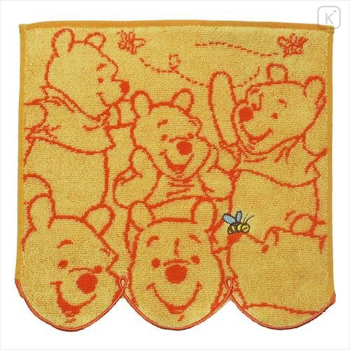Japan Disney Jacquard Handkerchief Wash Towel - Pooh & Bee - 1