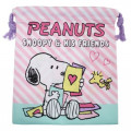 Japan Snoopy Drawstring Bag - Pink Stripe - 1