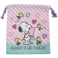 Japan Snoopy Drawstring Bag - Pink Stripe - 2