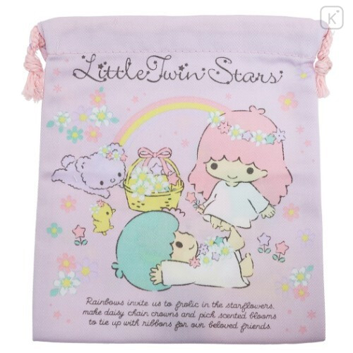 Japan Sanrio Drawstring Bag - Little Twin Stars Light Purple - 2