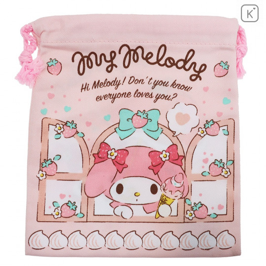 Japan Sanrio Drawstring Bag - My Melody Strawberry - 1