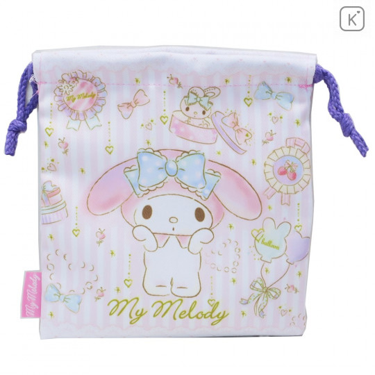 Japan Sanrio Drawstring Bag - My Melody White & Pink - 2