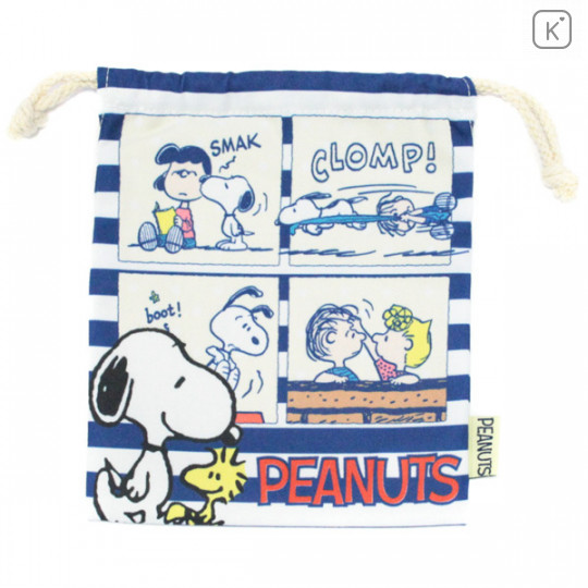Japan Snoopy Drawstring Bag - Navy Blue Comics - 1
