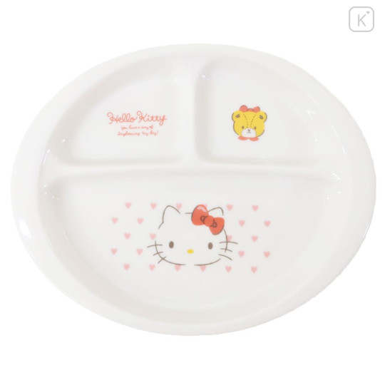 Japan Sanrio Porcelain Kid Meal Plate - Hello Kitty : Heart - 2
