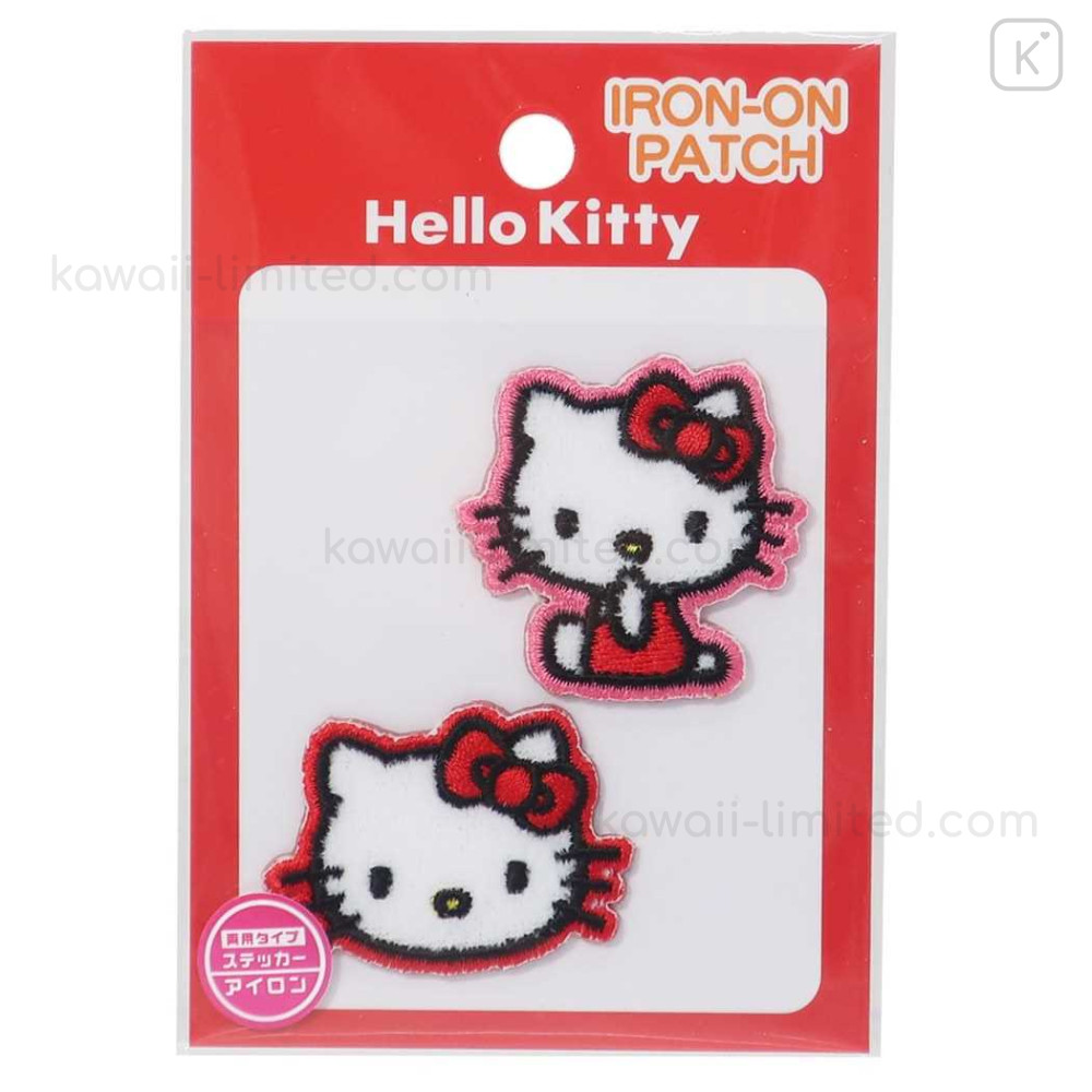 Japan Sanrio Wappen Mini Iron-on Applique Patch 2pcs Set - Hello Kitty /  Face