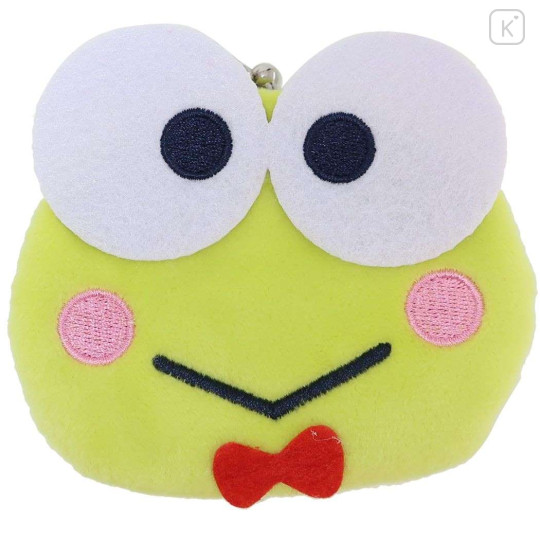 Japan Sanrio Fluffy Mini Coin Purse - Keroppi / Face - 1