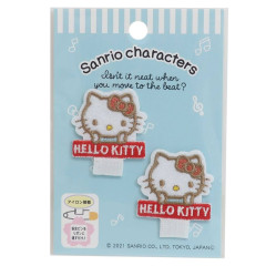 Japan Sanrio Wappen Mini Iron-on Applique Patch 2pcs Set - Hello Kitty / Name Tag