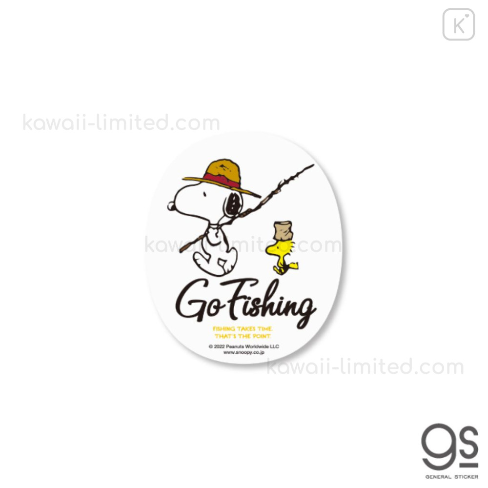 Japan Peanuts Vinyl Deco Sticker - Snoopy / Go Fishing White