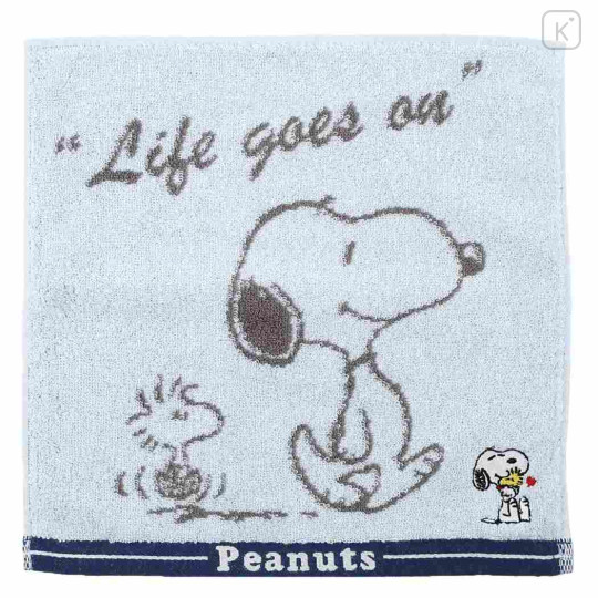 Japan Peanuts Jacquard Wash Towel - Snoopy & Woodstock : Blue - 1