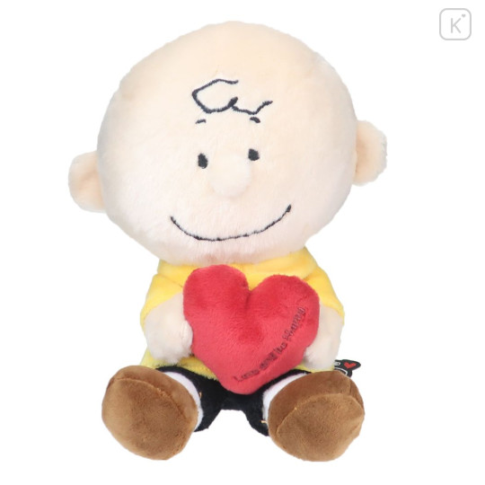 Japan Peanuts Fluffy Plush Doll (S) - Charlie Brown / Heart - 1