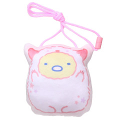Japan San-X Plush Neck Pouch Bag - Sumikko Gurashi : Tonkatsu Ghost Pink
