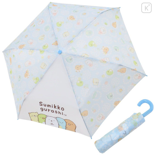 Japan San-X Folding Umbrella - Sumikko Gurashi / Flora Blue - 1