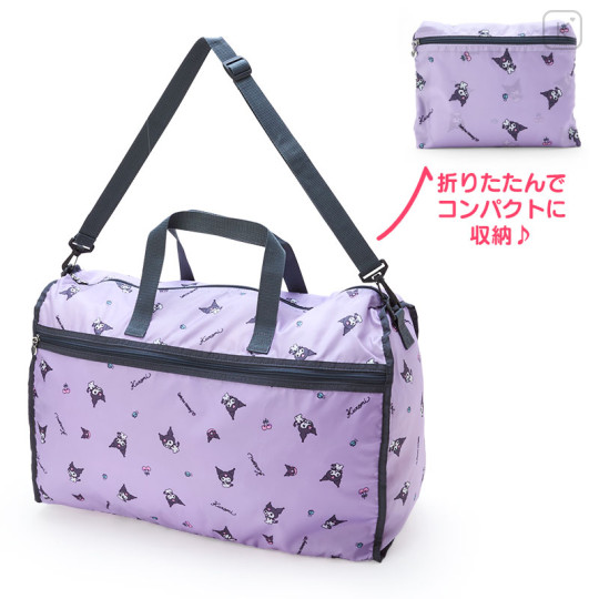 Japan Sanrio Original Travel Foldable Boston Bag - Kuromi - 1