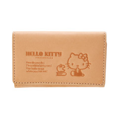 Japan Sanrio Genuine Leather Key Case - Hello Kitty / Natural
