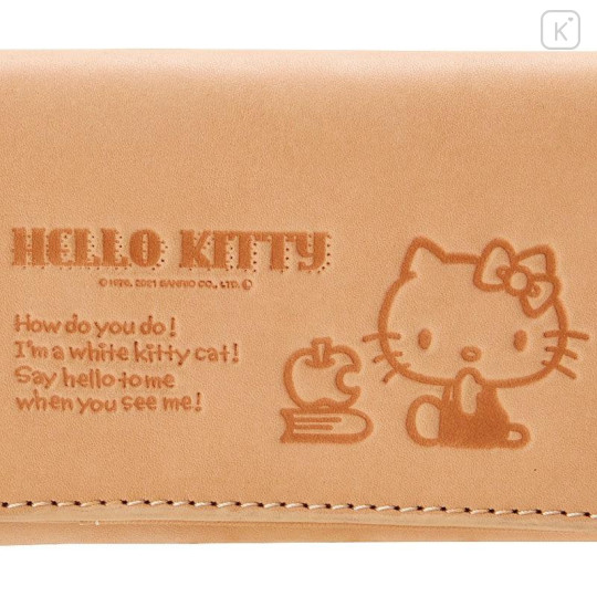 Japan Sanrio Genuine Leather Key Case - Hello Kitty / Natural - 7
