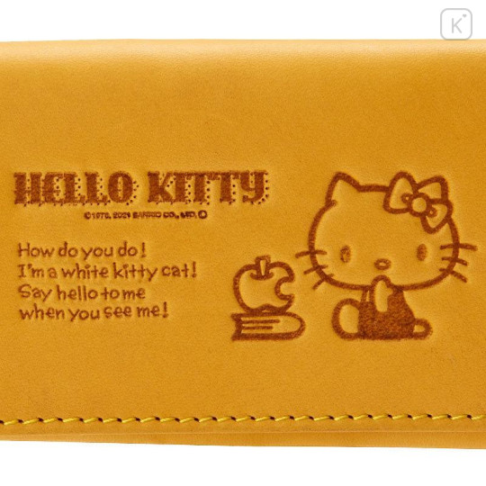 Japan Sanrio Genuine Leather Key Case - Hello Kitty / Yellow - 7