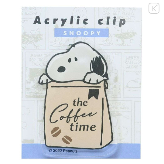 Japan Peanuts Acrylic Binde Clip - Snoopy : Coffee Time - 1