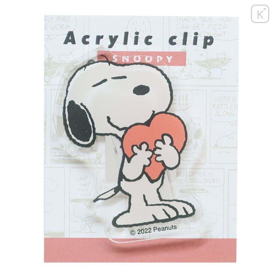 Japan Peanuts Acrylic Clip - Snoopy / Heart - 1