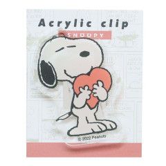 Japan Peanuts Acrylic Binder Clip - Snoopy / Heart