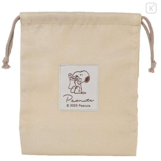 Japan Peanuts Drawstring Bag - Snoopy : Beige - 1