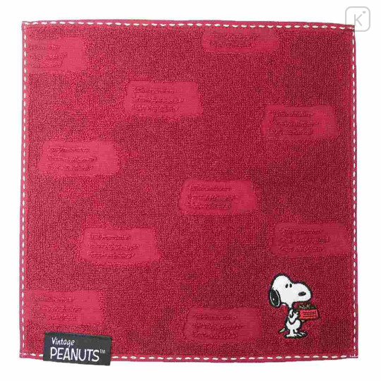 Japan Peanuts Jacquard Wash Towel - Snoopy / Embossed Deep Red - 1