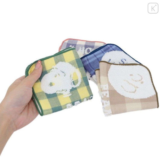 Japan Peanuts Jacquard Wash Towel - Snoopy & Woodstock / Blue Stripe - 3