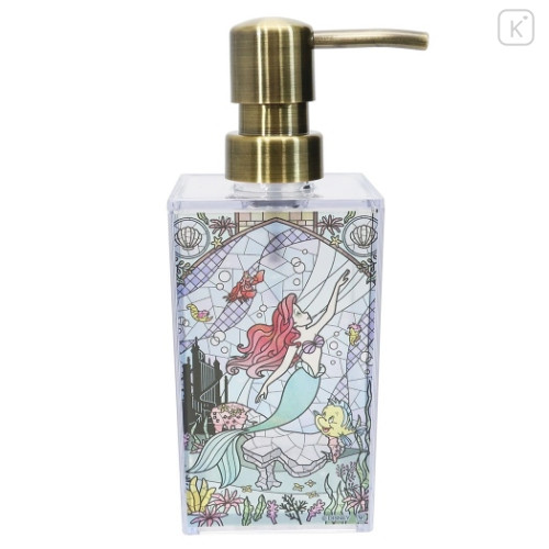 Japan Disney Soap Foam Dispenser - Little Mermaid Ariel / Stained - 1