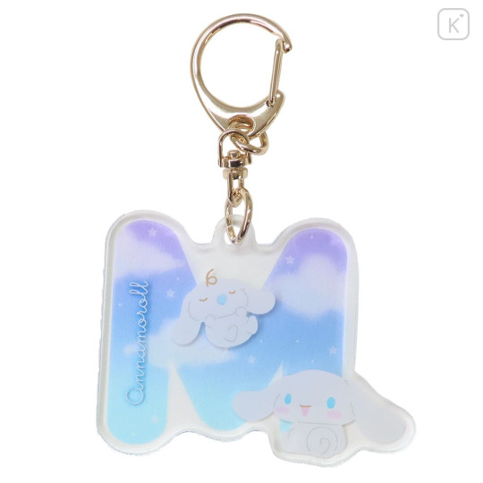 Japan Sanrio Acrylic Keychain - Cinnamoroll & Milk / Letter M - 1
