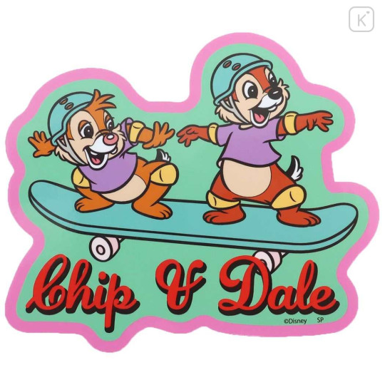 Japan Disney Vinyl Sticker - Chip & Dale / Skateboard - 1
