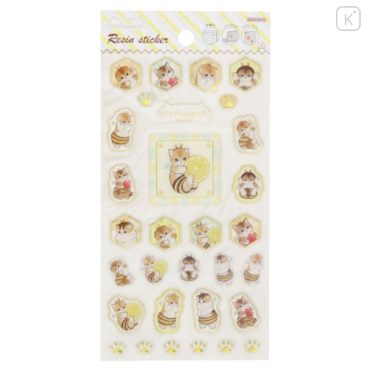 Japan Mofusand Gold Foil Resin Sticker - Cat / Bee - 1