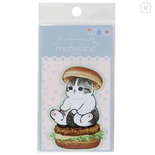Japan Mofusand Vinyl Sticker - Cat / Hamburger - 1