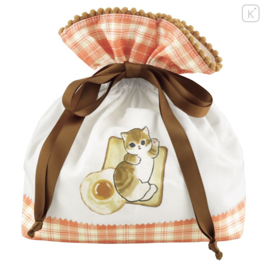 Japan Mofusand Drawstring Bag - Cat / Bread & Egg - 1