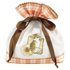 Japan Mofusand Drawstring Bag - Cat / Bread & Egg
