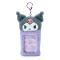 Japan Sanrio Original Fleece Fabric Card Holder - Kuromi / Enjoy Idol - 1