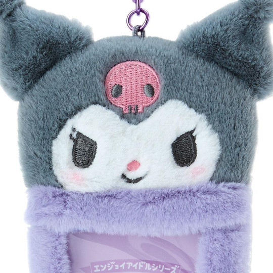 Japan Sanrio Original Fleece Fabric Card Holder - Kuromi / Enjoy Idol - 4