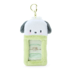 Japan Sanrio Original Fleece Fabric Card Holder - Pochacco / Enjoy Idol