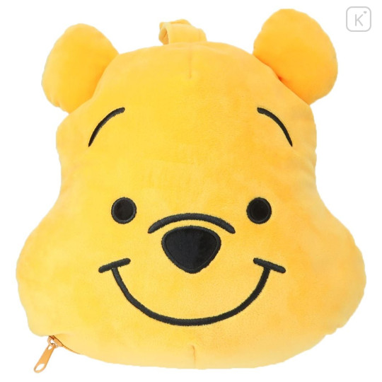 Japan Disney Hooded Neck Pillow - Winnie the Pooh / Face Plush - 2