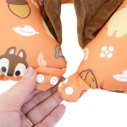 Japan Disney Hooded Neck Pillow - Chip / Face Plush - 5