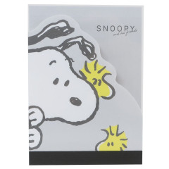 Japan Peanuts Diecut Mini Notepad - Snoopy & Woodstock / Grey